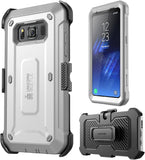 Unicorn Beetle Pro Series Case Designed for Samsung Galaxy S8 Active 2017 Release，Full-Body Rugged Holster Case with Built-In Screen Protector (White/Gray)