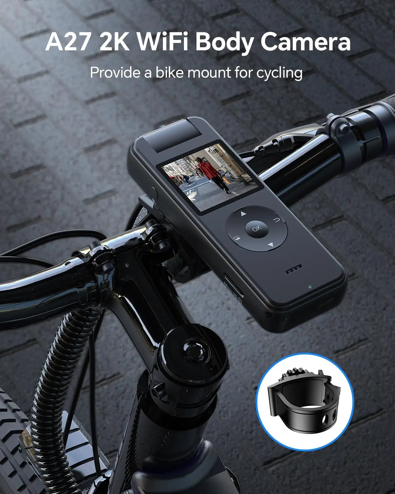 A27 2K Body Worn Camera 64G Wifi Mini Camera 4 Hrs Video Shooting Small Camcorder with 180°Rotatable Lens Battery Camera