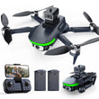 S5S Foldable Drones with Camera for Kids and Adults, Brushless Motor, 2 Batteries, Black