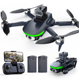 S5S Foldable Drones with Camera for Kids and Adults, Brushless Motor, 2 Batteries, Black