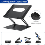 LS10 Laptop Stand for Desk, Ergonomic Adjustable Notebook Tablet Stand, Foldable Laptop Riser, Portable Desktop Book Stands, Computer Holder Compatible with 10-14" Laptops, Black