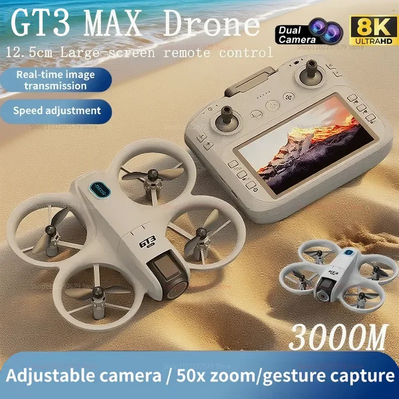 NEW GT3 MAX Drone 8K HD Camera 360°Stunt Dual Lens GPS 5G Wifi Brushless Motors Foldable Quadcopter for Aerial Photography Gifts