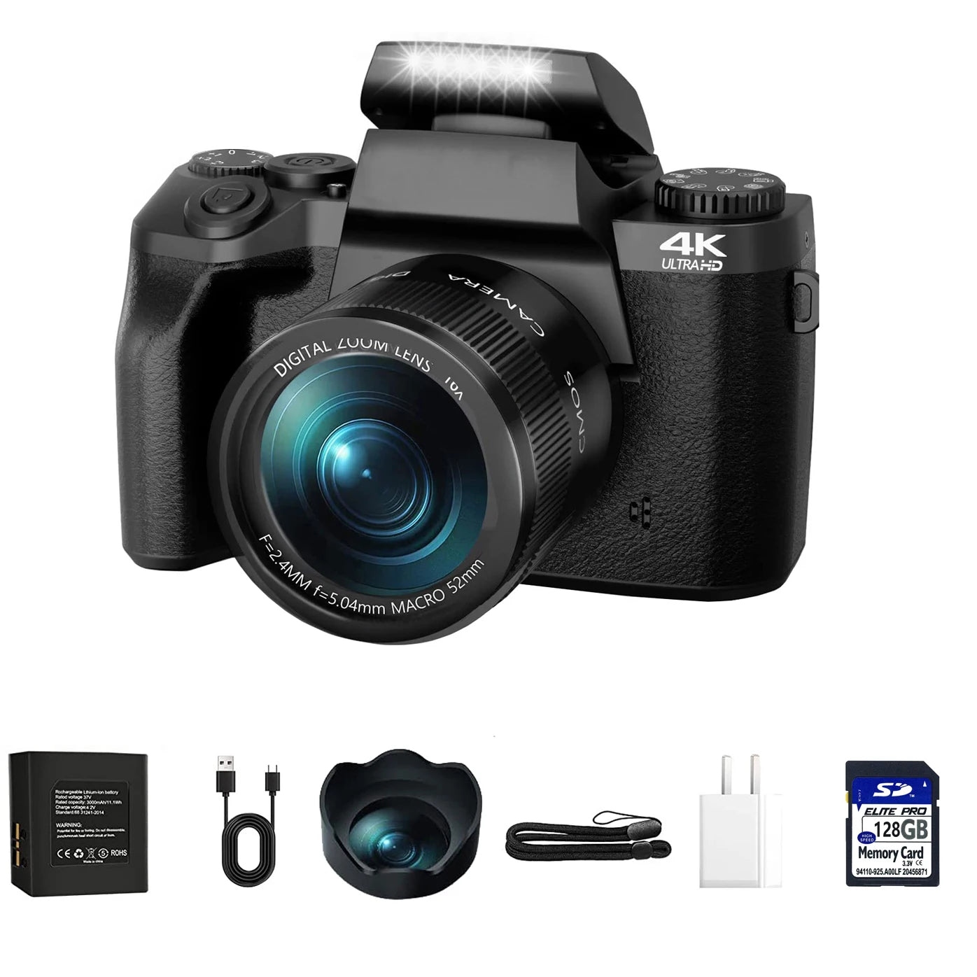 16X Zoom 64MP DSLR HD WIFI Dual Cameras 4.0 Inch Touchscreen 4K Digital Camera for Photography Video Live Streaming Vlogging
