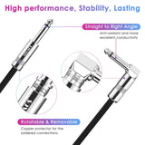 10FT Instrument Cable - Electric Guitar & Bass Cable with Right Angle 1/4 Inch Connector - Black