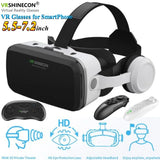 G04EB VR Glasses 3D Virtual Reality Glasses Google Cardboard Box Stereo Mic Headset Helmet for 5.5-7.2" Phone,Support Joystick