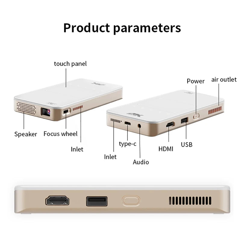 New Mini Projector Portable Smart Android 13 WIFI Video Pico LED DLP Projector Home Theater Full HD 1080P 4K Cinema