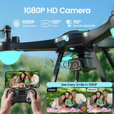 Drones for Kids with 1080P Camera, Lightweight  WF13 Upgraded Quadcopter Beginners, One-Key Takeoff, Optical Flow Hover, 2 Batteries, Black
