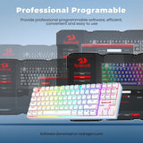 K552P Mechanical Gaming Keyboard TKL with 18 Backlight Modes, Hot-Swappable Blue Switches, 87-Key Compact Ergonomic Design, N-Key Rollover & Software Programmable Macro - RGB, White