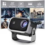 Portable Smart Projector Android11 5G Wifi6 Bluetooth5.2 Mini Beamer Home Cinema Theater Outdoor TV 4K Movie Projector