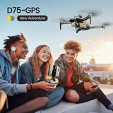 DEERC D75 GPS Drone with 4K Camera for Adults, Brushless Motor, Auto Return Home, 2 Batteries, Black